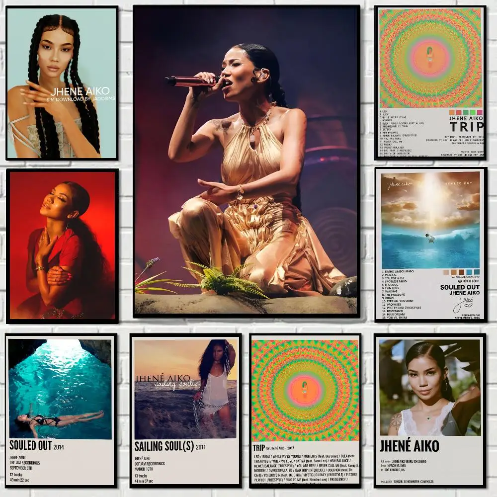 Jhené Aiko Singer Poster Self-adhesive Decal Living Room Bedroom Party Bar Decor Moisture-proof Fade-resistant