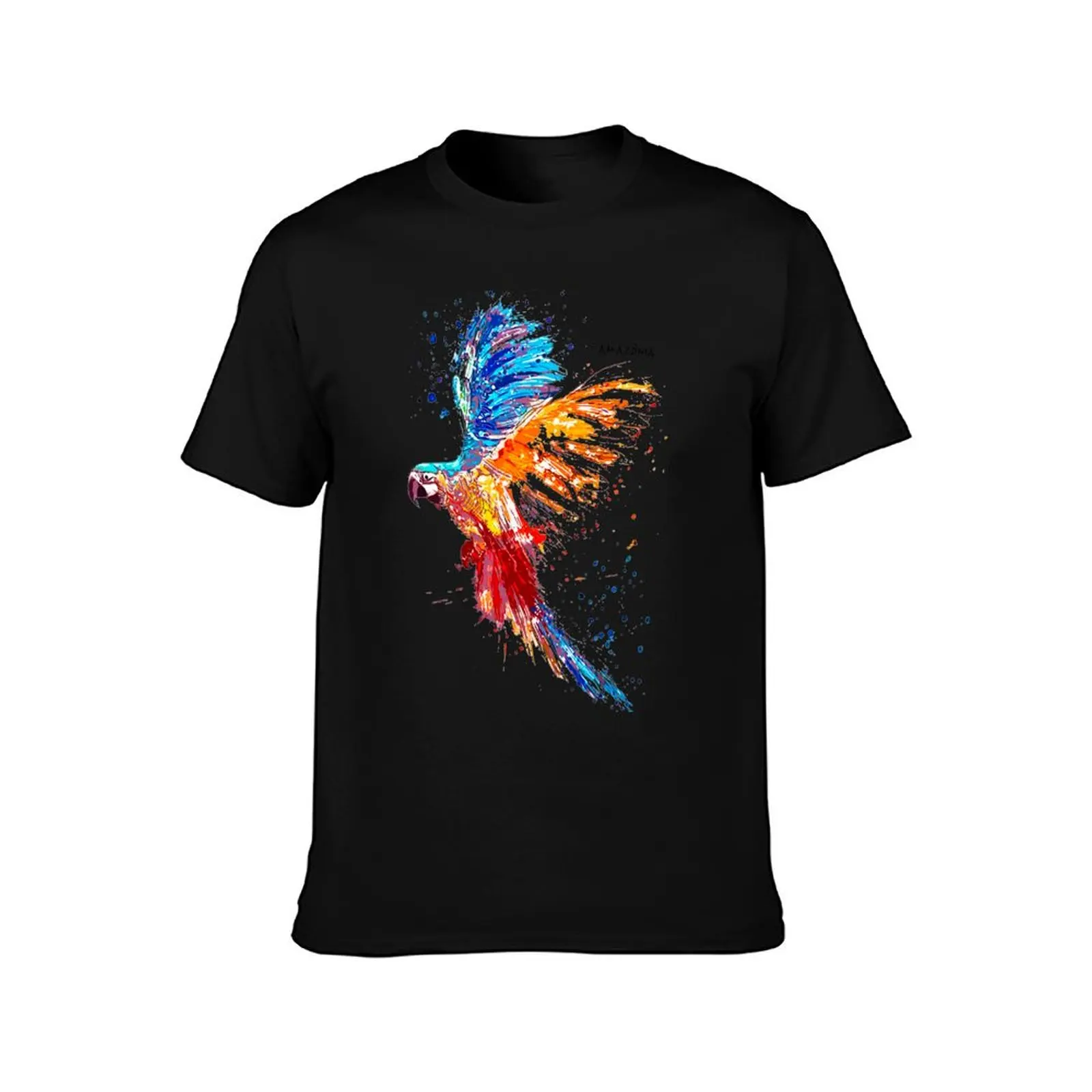 Macaw Paint - Amazonia Macaw Brazilian Birds T-Shirt Summer Casual Cotton Tee Oversized Streetwear Tops Vintage Graphic Print