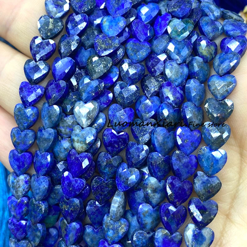 8MM Faceted Love Heart Natural Stone Lapis Lazuli Loose Space Beads for Jewelry Making Diy Earrings Bracelet Charms Accessories