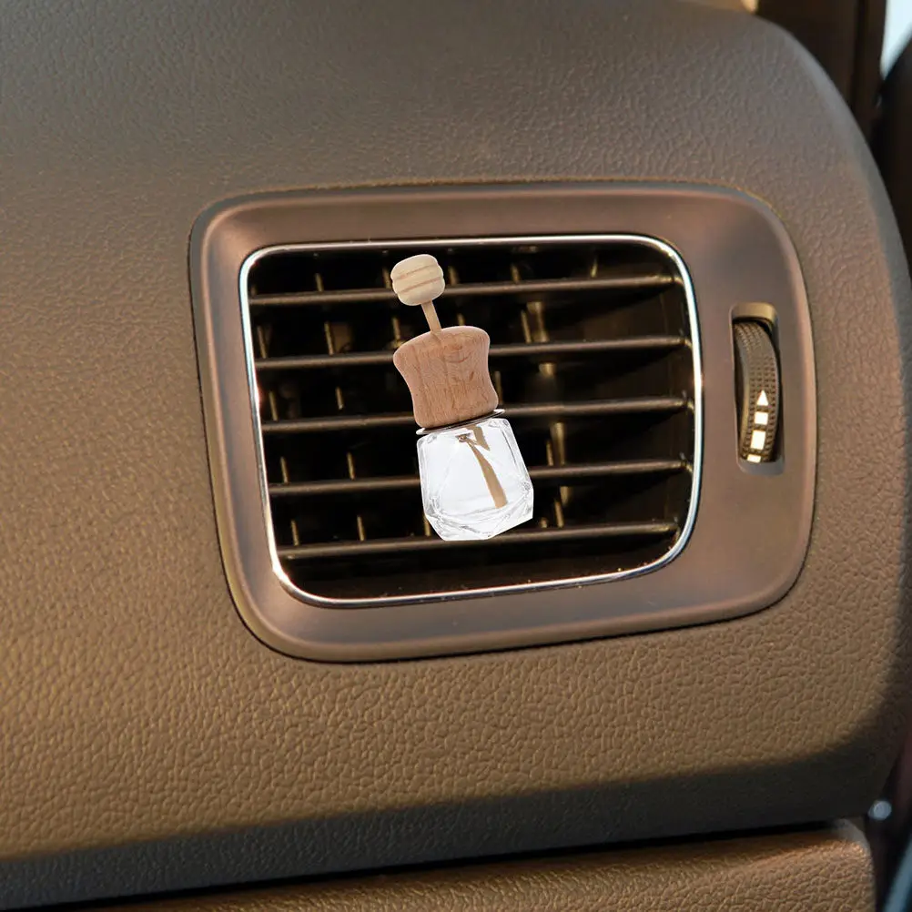 4Pcs Refillable Car Air Freshener Bottles Glass Wood Aroma Diffuser for Essential Oils Perfume Car Fragrance Diffuser Decorative