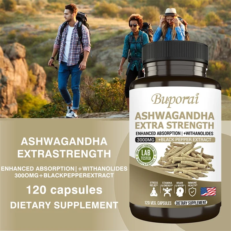 

Pure Ashwagandha Root Extract Capsules for Natural Mood, Stress, Focus, Brain, Energy , Sleep Health Support