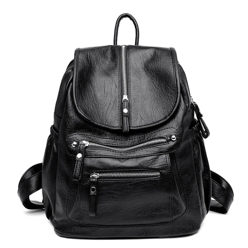 

Women High Quality Leather Backpacks Sac a Dos Travel Ladies Bagpack Mochilas School Bags For Girls Vintage Female Shoulder Bag