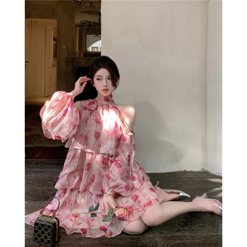 

Real Shot Muguang Aiyu French Tea Break Dress Women Spring Summer Sweet Floral Vacation Style Niche Fairy Dress