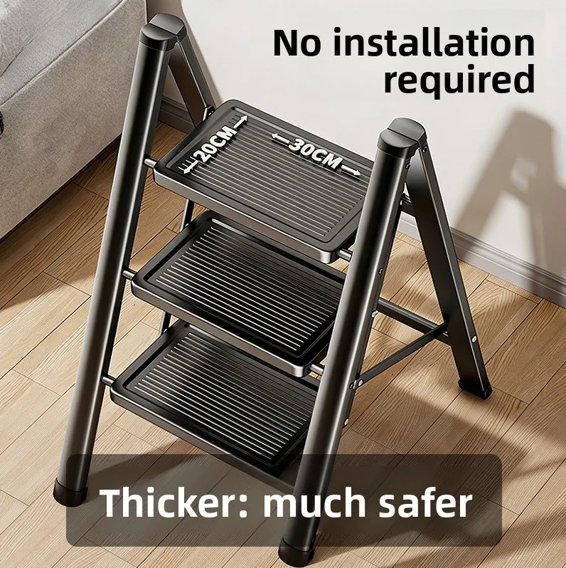 Folding Folding Ladder Thickened Three Four Steps Compact Nook Safety Stool Ladder Lightweight Indoor Portable Stair Household