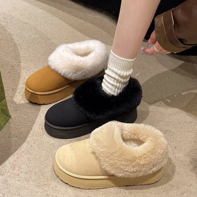 2024 New Warm Boots Women Winter Flats Shoes Short Plush Fur Ankle Snow Boots Casual Shoes Sport Suede Motorcycle Botas image 3
