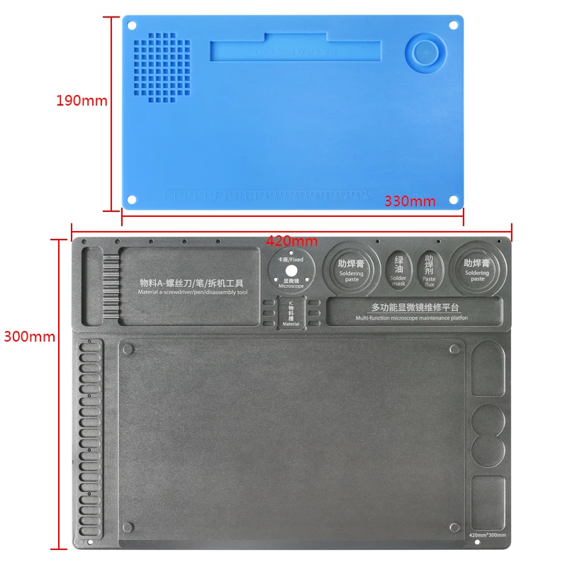 Microscope Metal Stand Base with Stainless Steel Bracket Phone Maintenance Platform Aluminum Alloy Mat Phone Repair Working Pad