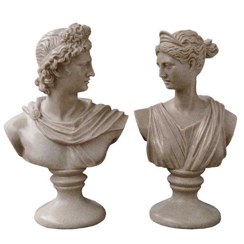 Apollo sandstone plaster statue ornament Nordic decoration Portrait trumpet head statue Resin sculpture Artwork