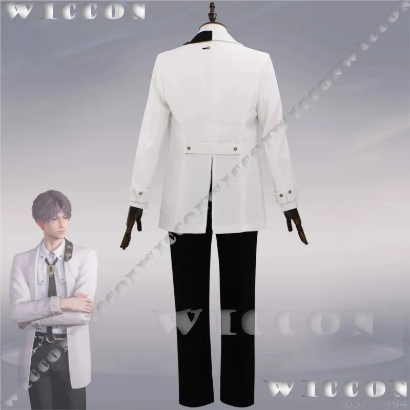 

a7d@Rafayel Birthday Suit Game Love And Deepspace Cosplay Costume Wig White Suit Coat QI Yu Men Party Roleplay Holloween Customi