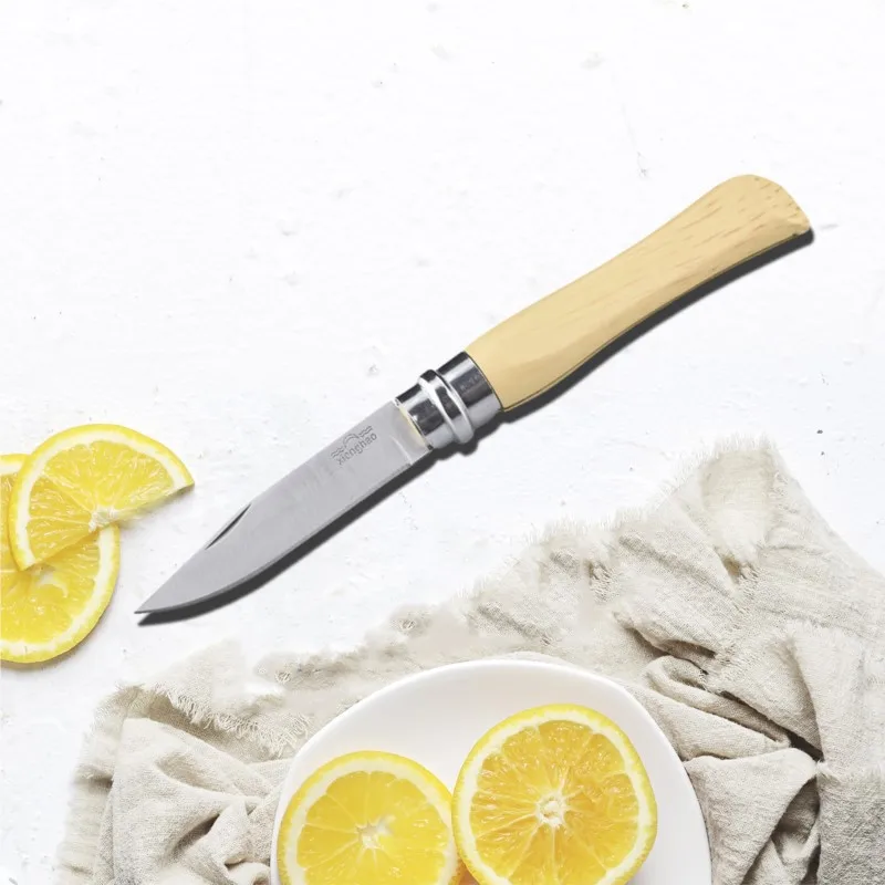 Folding Fruit Knife Outdoor Camping Portable Pocket Wooden Handle Kitchen Accessories Melon Fruit And Vegetable  Meat Knife