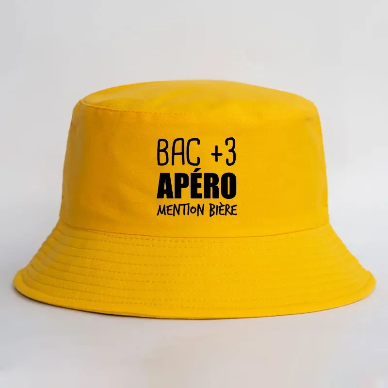 BAC 3+ APERO Mention Biere Print Reversible Bucket Hat Unisex Adult Daily Summer Sun Protection Fisherman Cap Boy Panama Hat Bob