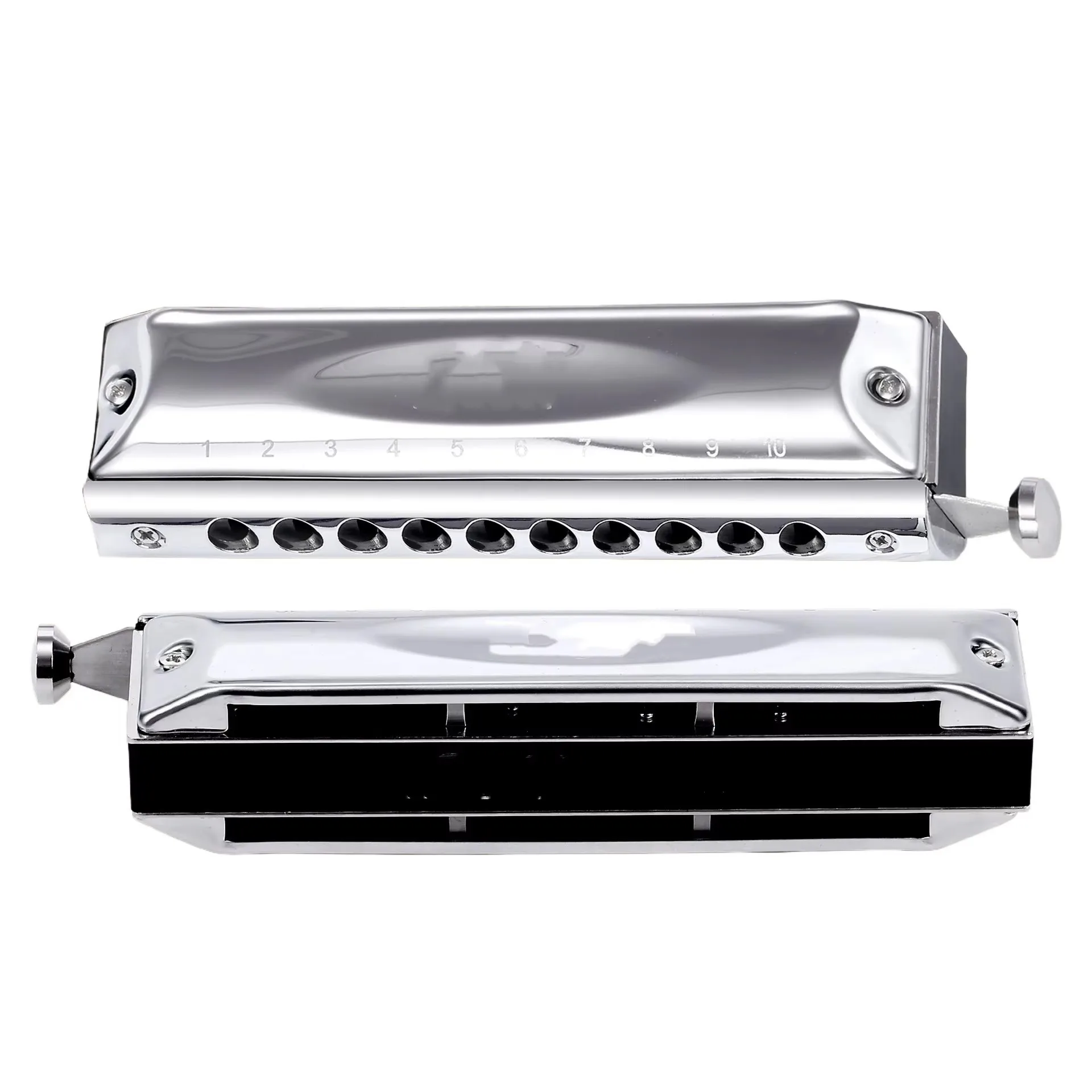 Chromatic Harmonica Shining Silver 10 Hole 40 Note Musical Instrument For Beginner Intermediate Player Band Rehearsal Practice