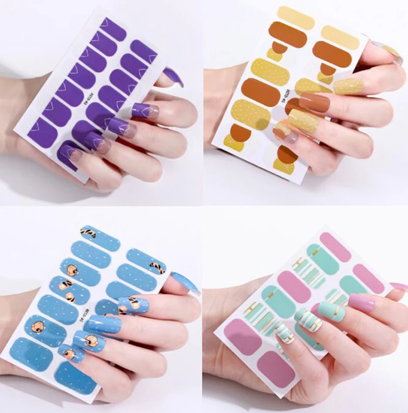 Französisch Full Cove Nagel Aufkleber drücken auf selbst klebende Nagel Wraps Nail Art Dekor Aufkleber Schönheit gefälschte Nägel Weihnachten Neujahr gefälschte Nägel