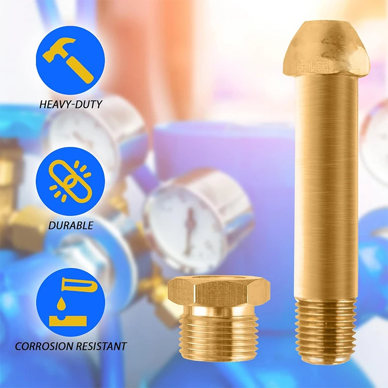 CGA-580 Nut and 3 inch Nipple - Brass with  Filter in Suitable for Helium Argon Nitrogen Tank Inlet Bottle Connection Regulator