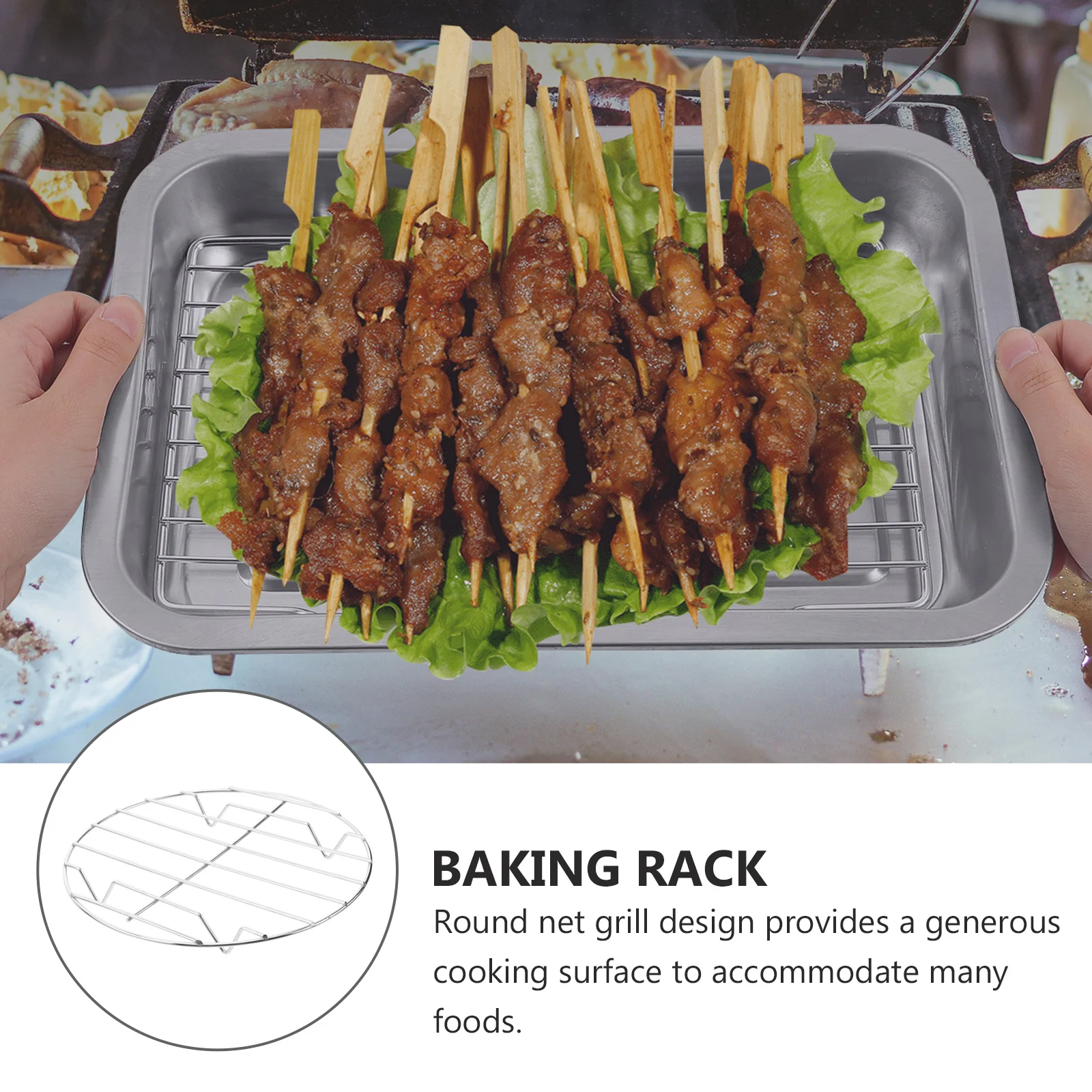 

2pcs Stainless Steel Bbq Rack Non-Stick Grilling Shelf For Chicken Wings Rib Holder Outdoor Barbecue Tool Steak Roast Stand