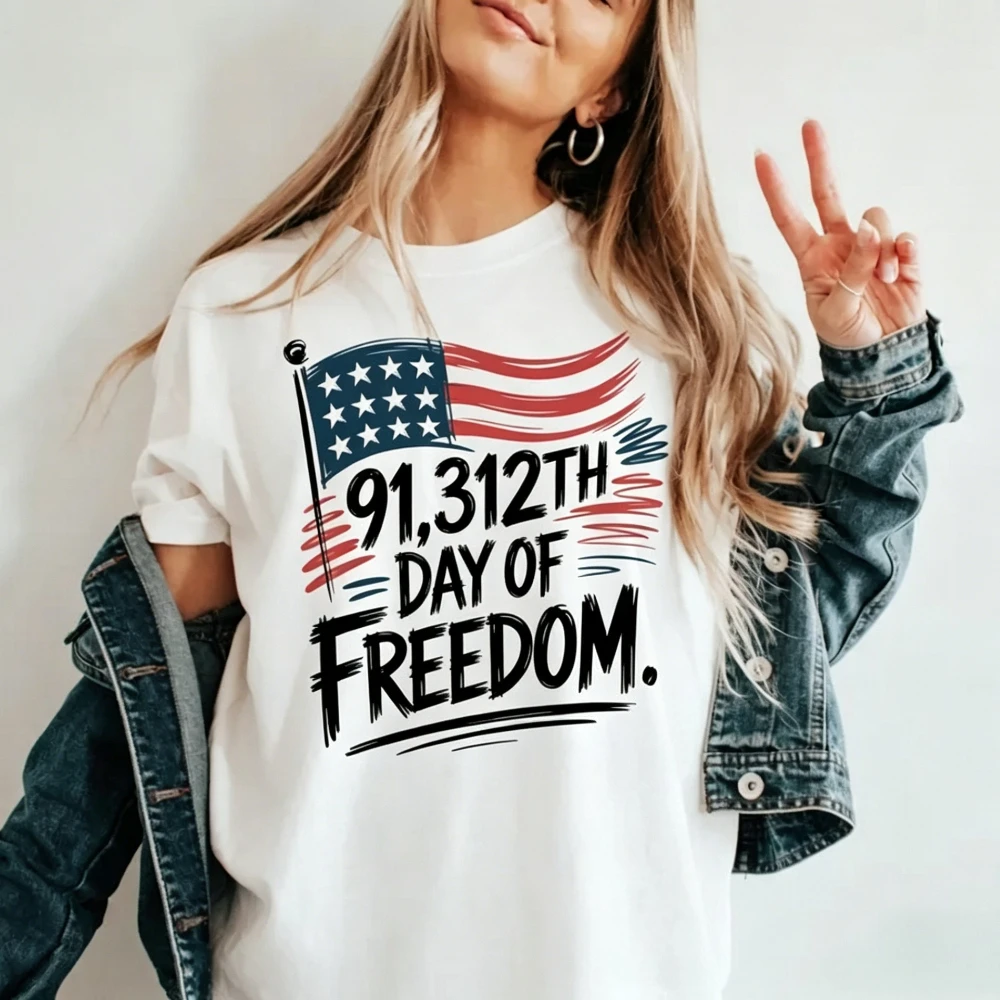Camiseta unisex del Día de la Libertad 91, 312.º aniversario, camiseta del Día de los Caídos, camiseta de los Estados Unidos, camisetas de algodón a la moda para hombres y mujeres