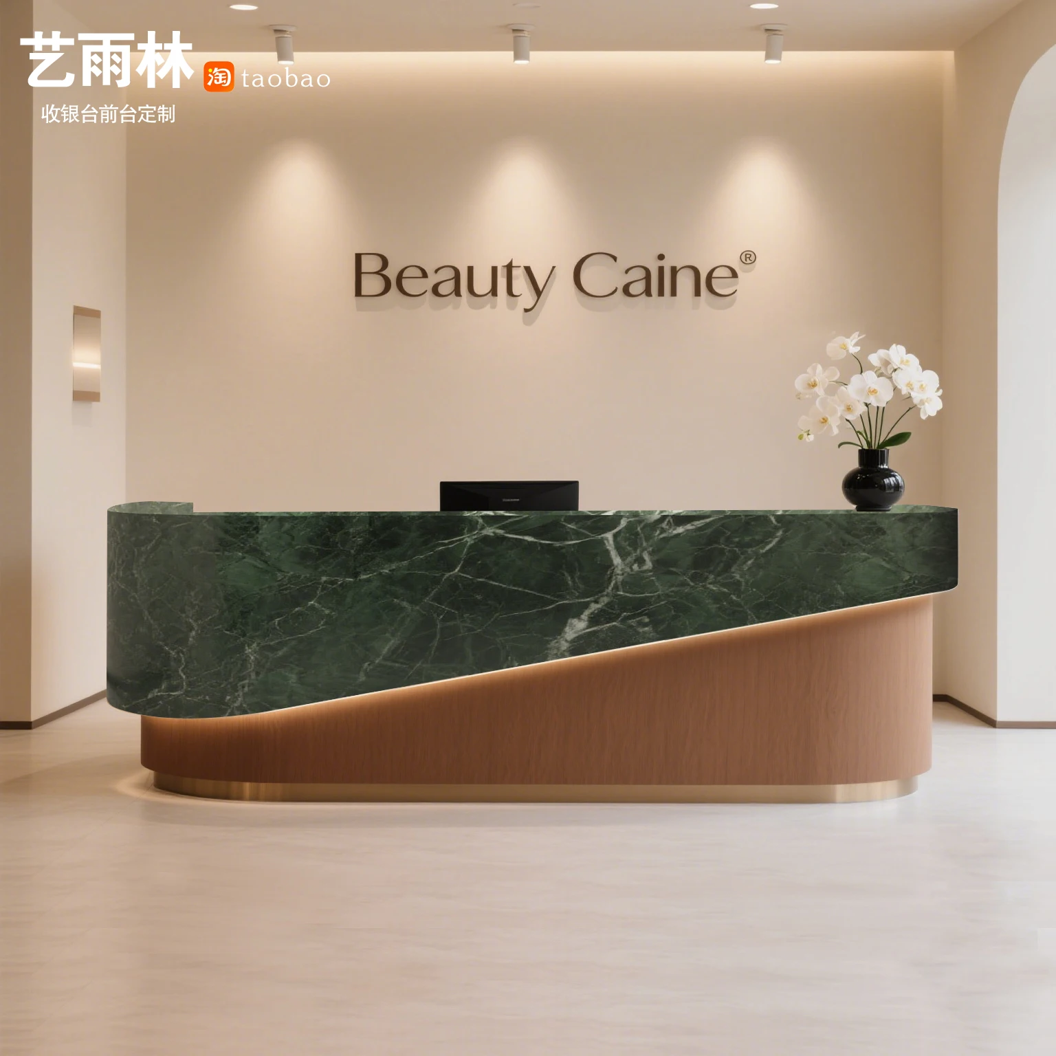 صالون تجميل مكتب الاستقبال مكتب الاستقبال ضوء متجر الملابس الفاخرة الخروج صفحة الطلاء التدريب طاولة بار الخشب الحبوب #3