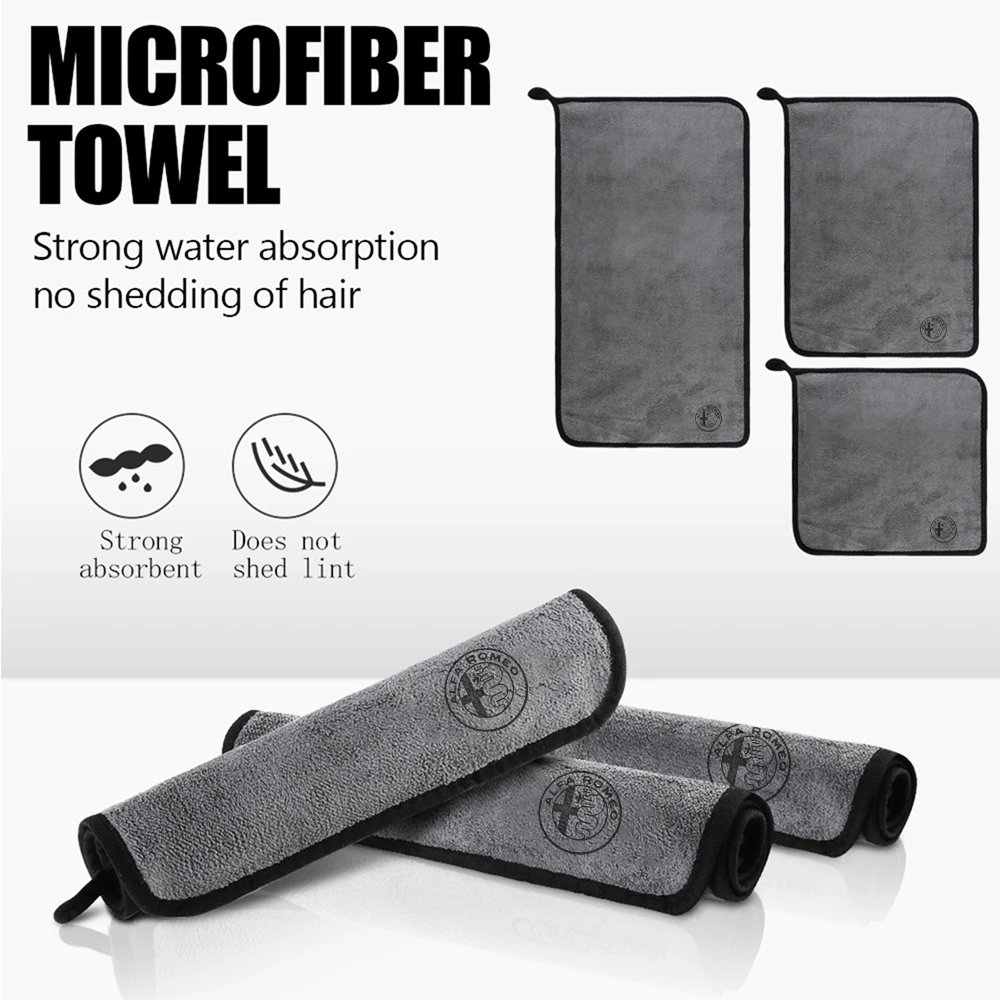 Microfiber Towel Car Wash Cleaning Drying Towels Cloth Auto Accessories For Alfa Romeo 159 Giulietta Mito 147 Stelvio Volante