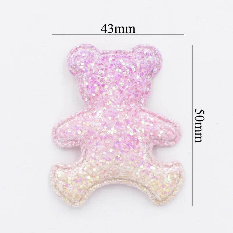 DIY Baby Hair Accessories Glitter Iridescence Fabric Bear Appliques Cake Decorative Girls Happy Birthday Party Dessert Decor