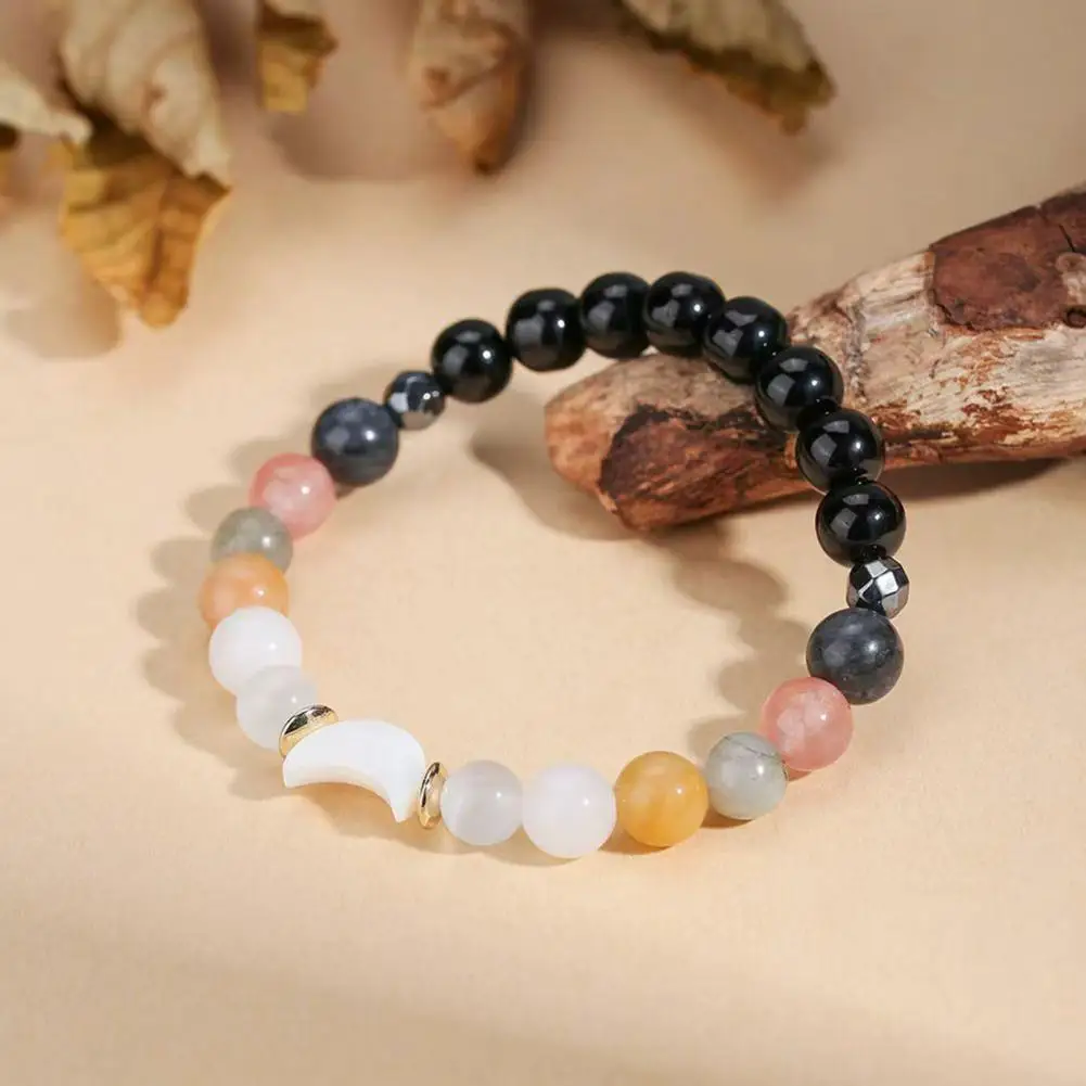 Moon Phases Faux Crystal Healing Bracelet, Healing Beaded Bracelet, Anxiety Stress Relief A Self-Reminder Spiritual Bracelet