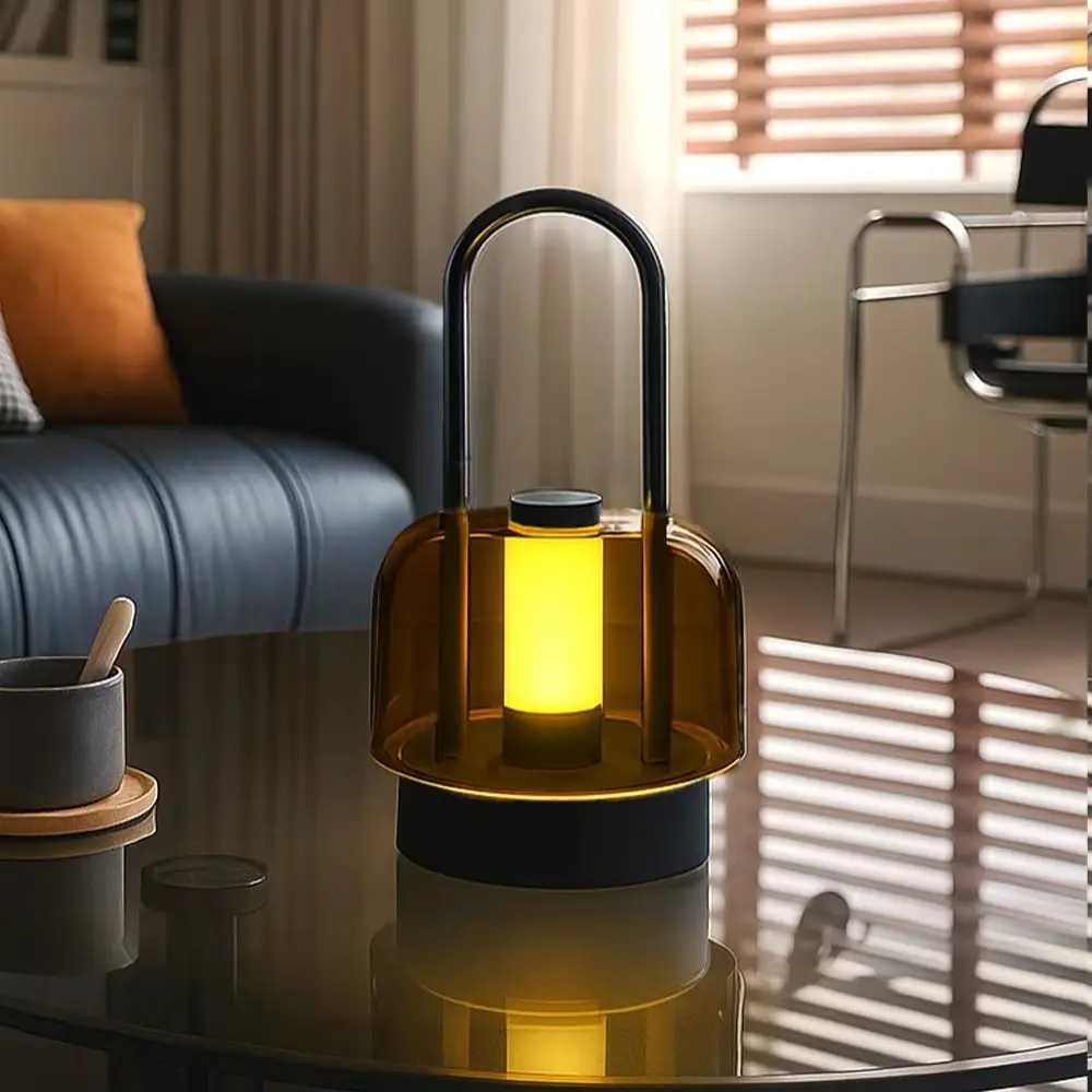 充電式キャンプスタイルランプ無段階調光トリカラー携帯キャンドルランプアクリル素材タッチスイッチデスクランプ