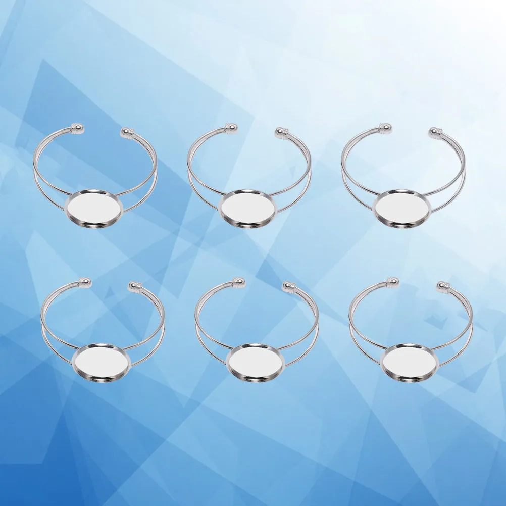 6Pcs Copper Bracelet Trays Round Plate 18Mm Strong Rustproof DIY Pendant Oval Bezel for Custom Jewelry Making Fashion Wrist
