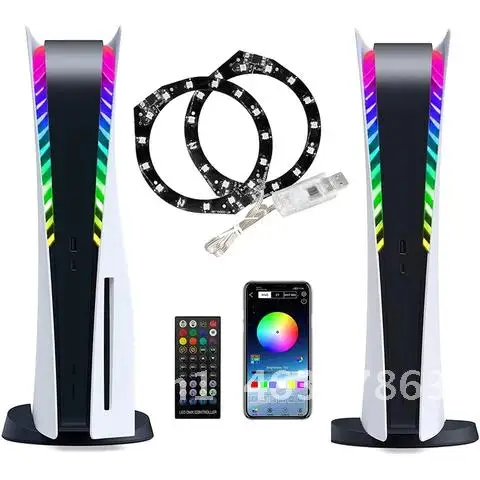 RGB Atmosphere Light Bluetooth-compatible 4.0 APP USB Remote Controller Game Console Accessories Decoration for PS5 New 8-Color