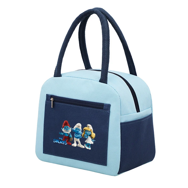 Smurfs Borsa per il pranzo Figura di cartone animato Stampata Confezione termica isolata Borsa portatile per riporre bevande alimentari Borse per