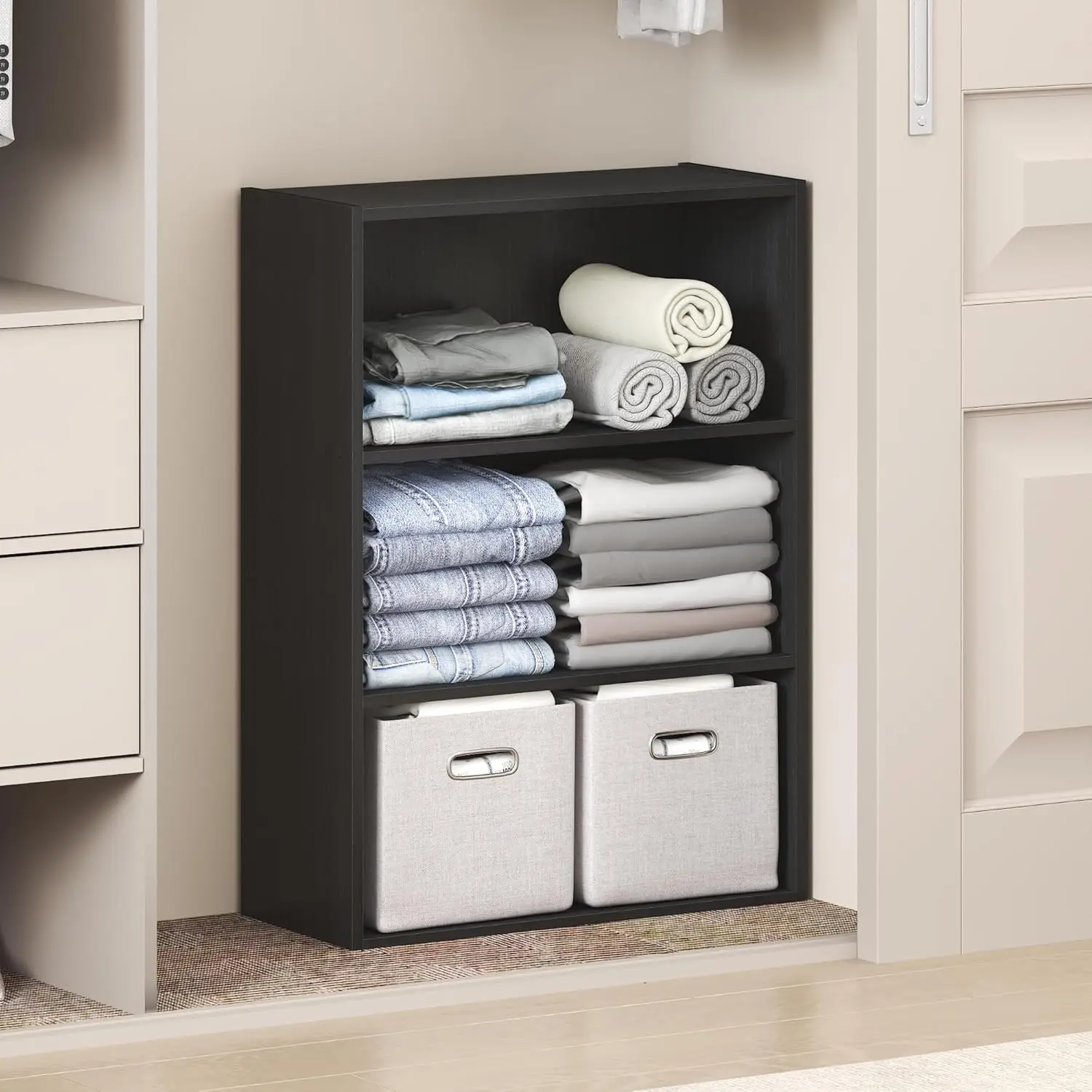 

Reed Closet Organizers and Storage, 3-Tier Closet Organizer, Open Shelf Closet Storage, for Wardrobe, Bedroom, Living Room, A