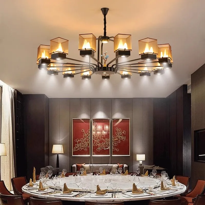 New Chinese Restaurant Hotel Private Room Chandelier Hotel Hunan Restaurant Hot Pot Restaurant Banquet Hall Private Room with