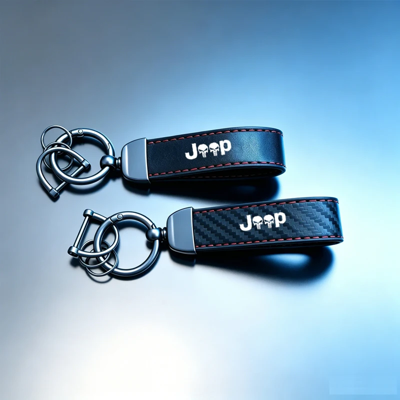 Carbon Leather Keyring Man Women Luxury Car Keychain For Jeep Grand Cherokee Wrangler Renegade Rubicon