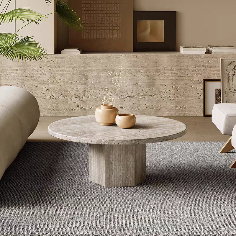 Living Room Furniture Room Gym Modern Custom Coffee/Coffee Table, Travertine Marble Slabs Natural Stone Top