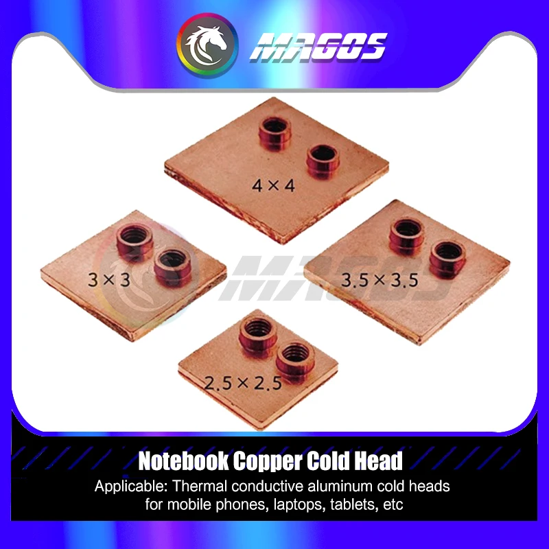 

3MM Ultra-thin Pure Copper Water Block For Phone/Laptop Liquid Cooling, M6 Thread 25X25/30X30/35X35/40X40MM