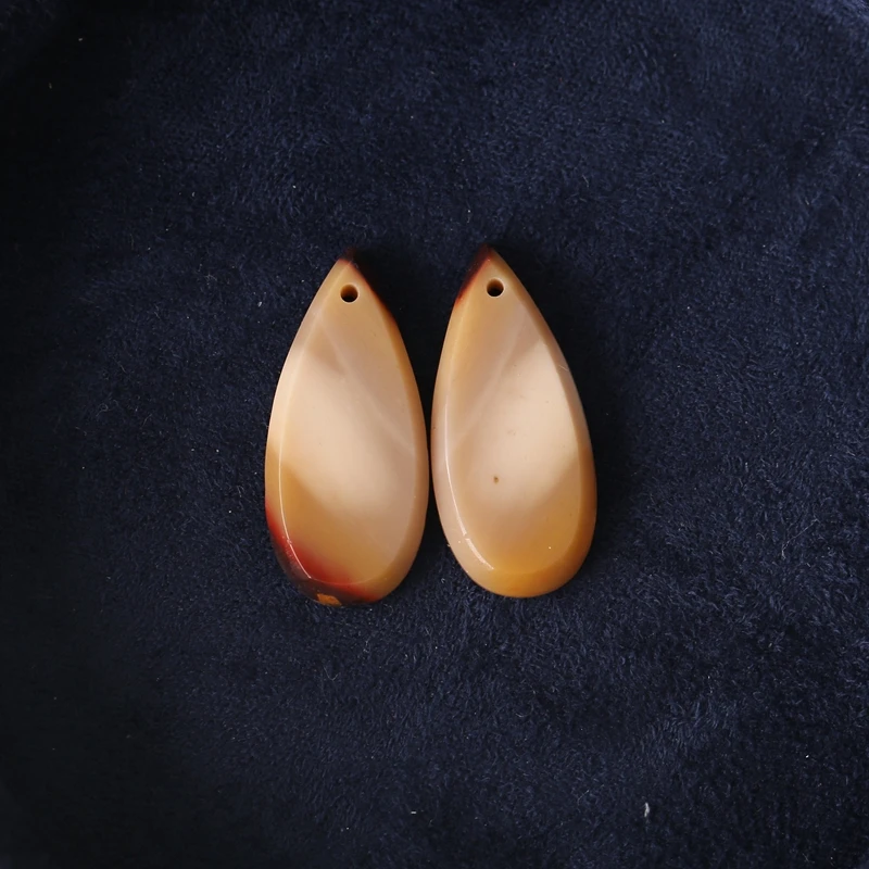 

B&F Natural Waterdrop Earrings Elegant Jewelry Mookite Jasper Natural Stone Beads 26x12x3mm 3.4g