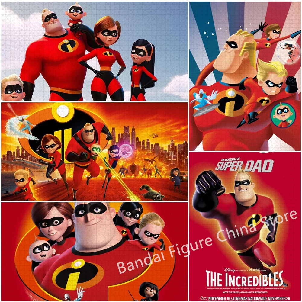 Diy Educational Game Toys Puzzle The Incredibles 300/500/1000 Pieces Disney Cartoon Anime Print Jigsaw Puzzle for Adult Gifts