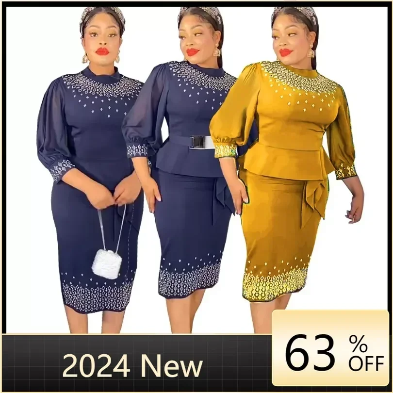 

African Party Evening Dresses for Women Spring 2024 Elegant African Half Sleeve Polyester Bodycon Dress Dashiki Africa Clothing