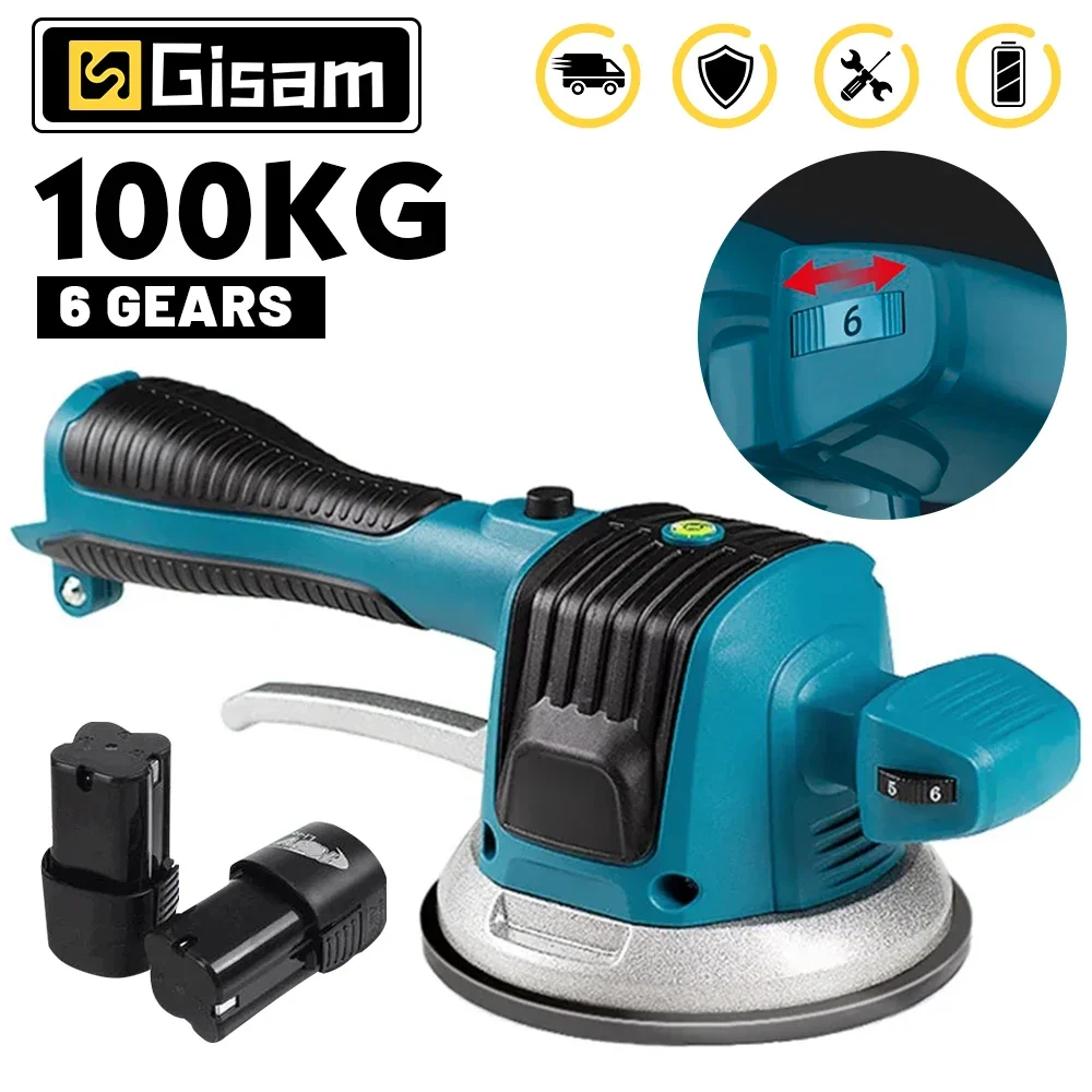 

Gisam 100KG Tiler Vibrator Tiling Machine Electric Wall Floor Tiles 6 Speed Enlarged Suction Cup Tile Paving Device Power Tool