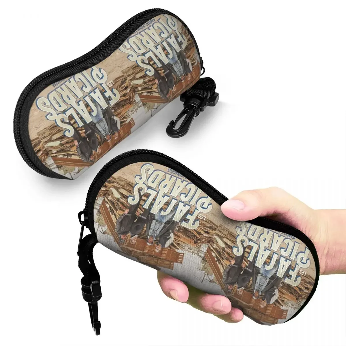 Les Fatals Picards Especes Menacees Album 2019 Custodia per occhiali Shell Scatola per occhiali da sole portatile Donna Uomo Borsa per occhiali morbida