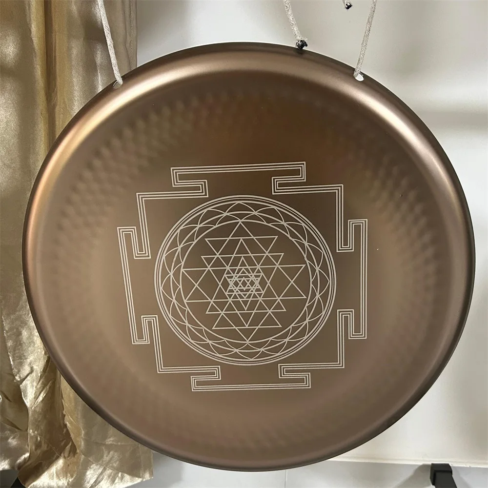 

Sound Healing Gongs-Nickel Alloy Gong Sri Yantra 18"-36" with free mallet for Yoga,Meditation and Sound Bath Rose Gold Color