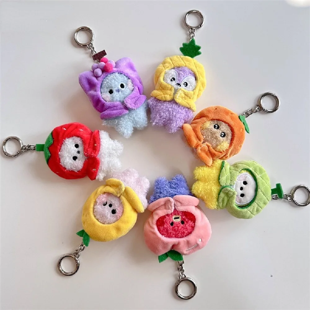 Porte-clés pendentif en peluche mini-fruits BT21, à accrocher aux sacs. C'est un accessoire très pratique pour les fans de célébrités, également un bon cadeau.