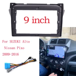 WQLSK 2 DIN 9 Inch Car Frame Fascia Adapter For SUZUKI Alto Nissan Pixo 2009-2016 Android Radio Dash Fitting Panel Kit