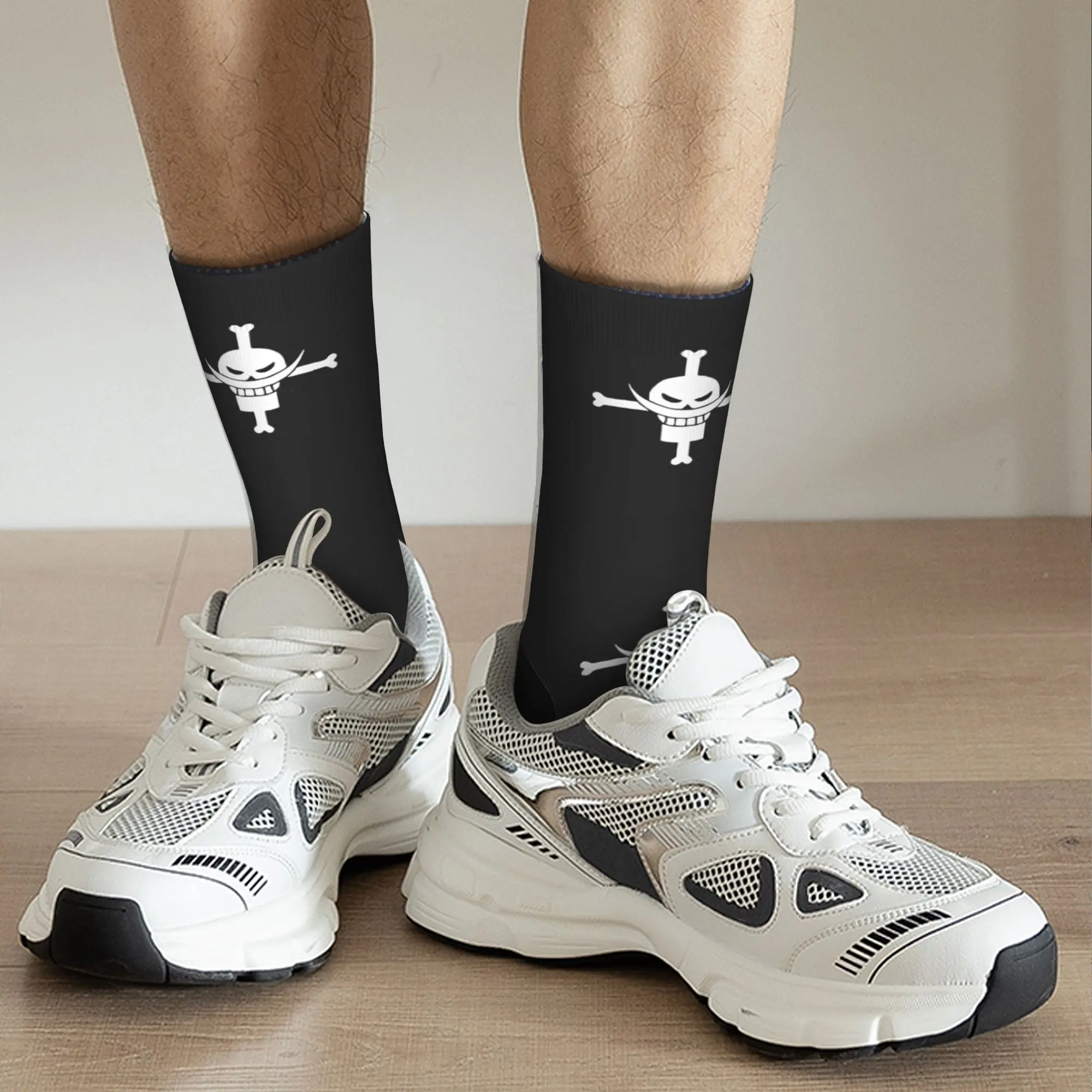 Luffy Face White Beard Socks Men Women Polyester Funny Happy  Socks Harajuku Spring Summer Autumn Winter Middle Tube Socks Gifts