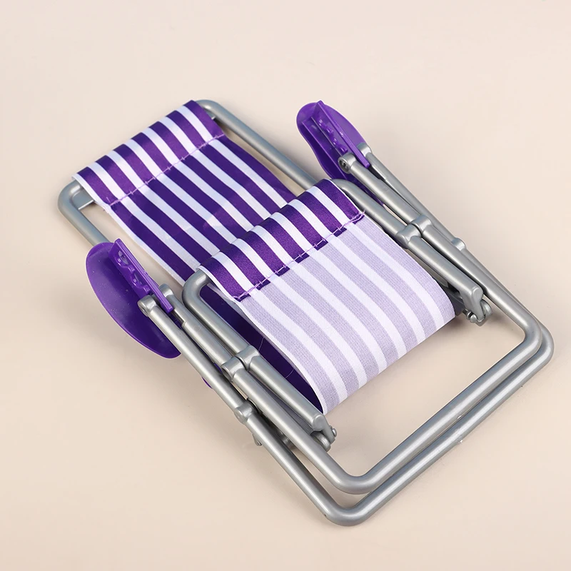 1/6 Dollhouse Mini Foldable Beach Chair Model Dollhouse Outdoor Casual Reclining Chair Dolls House Furniture Decoration