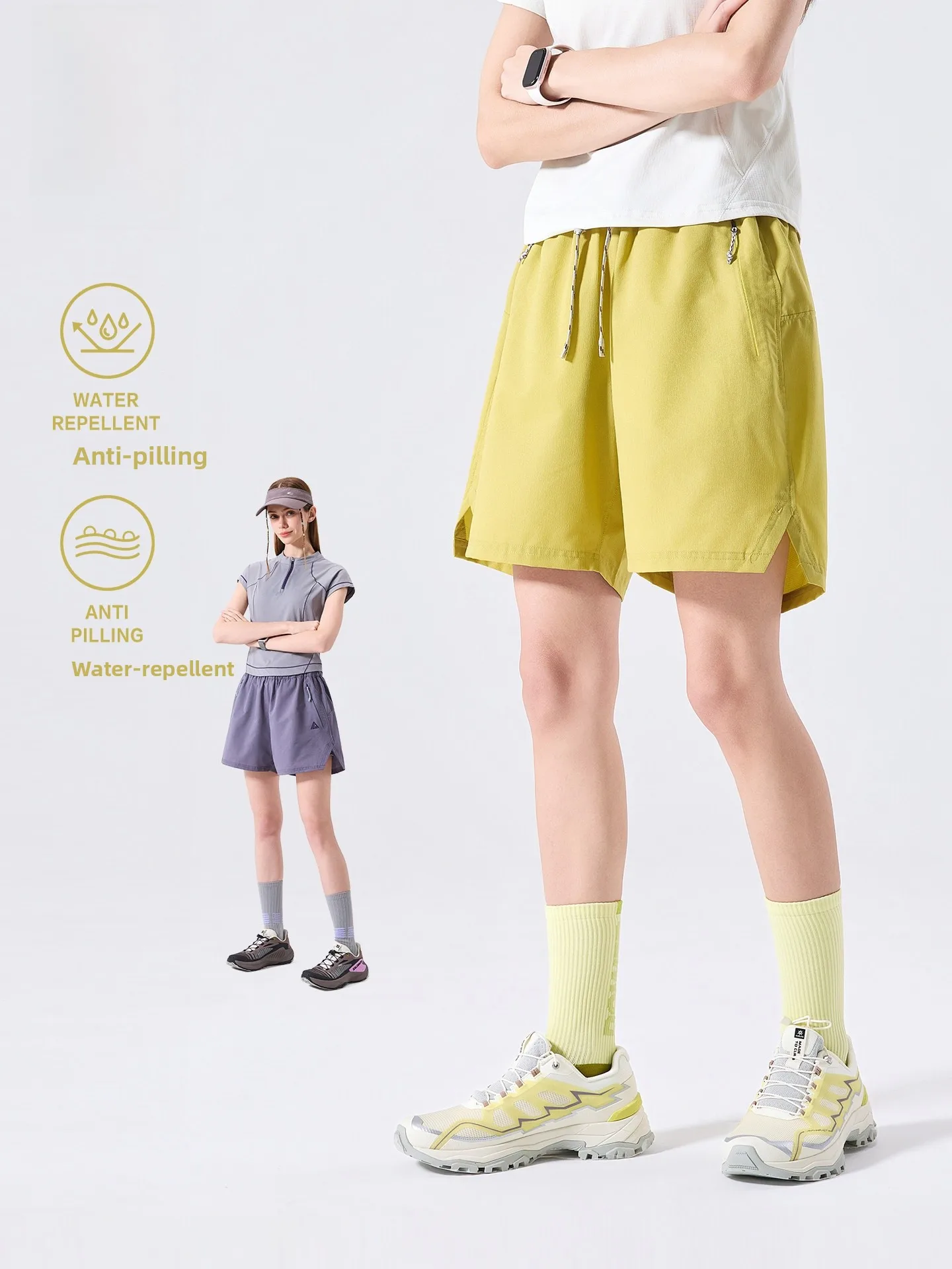 Lazy Day Outdoor Water-Resistant Sporty Casual Shorts Women's Summer Anti-Ball Loose Fit  Color Five-Quarter Length Pants
