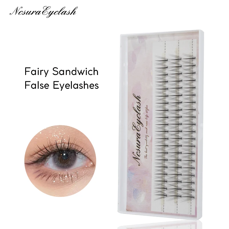 

Sandwich Shaped Lashes Professional Makeup Individual Lashes Cluster Natural Fluffy Eyelashes 10D Mink False Eyelash Extension