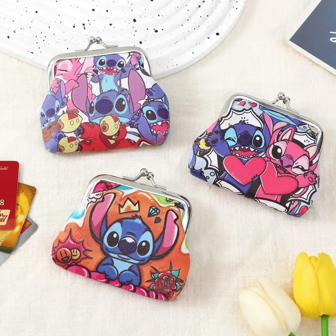 1pc Disney Stitch Cartoon Anime Coin Purse, Lilo & Stitch Cute Print Mini Wallet, Short Coin Storage Bag Clutch Bag Gifts