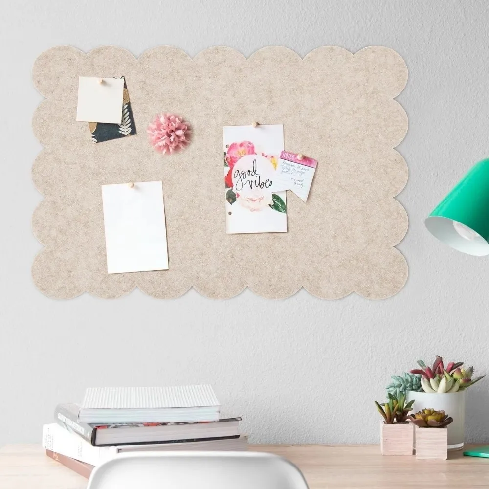 Felt Bulletin Board Multi-Use Large pin Board with Double Sided Adhesive Scalloped Edges Photo Display Board