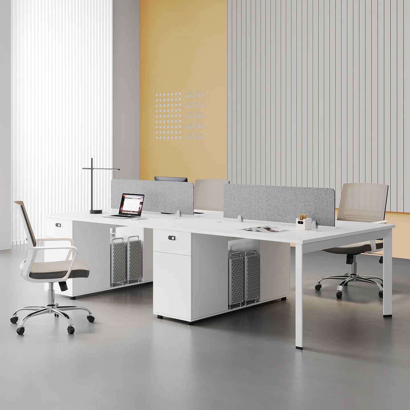 Screen desk staff 2-person combination modern simple steel frame office four-person staff desk