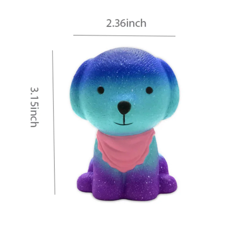 Cute Squishy Starry Dog Fidget Toys Slow Rising Squeeze Toy Funny Stress Reliever Reduce Pressure Prop for Childrens and Adults