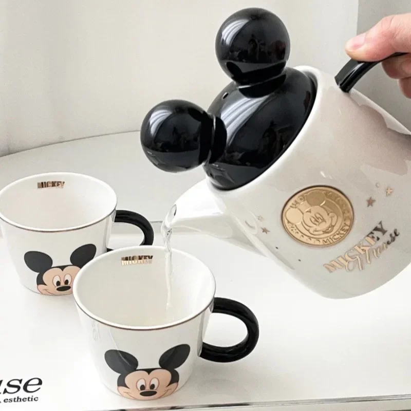 2024 Disney Cartoon High Temperature Teapot Set Gift Light Luxury Ceramic Drinking Pot Mickey Tea Set Fashion Trend Ceramic Cup