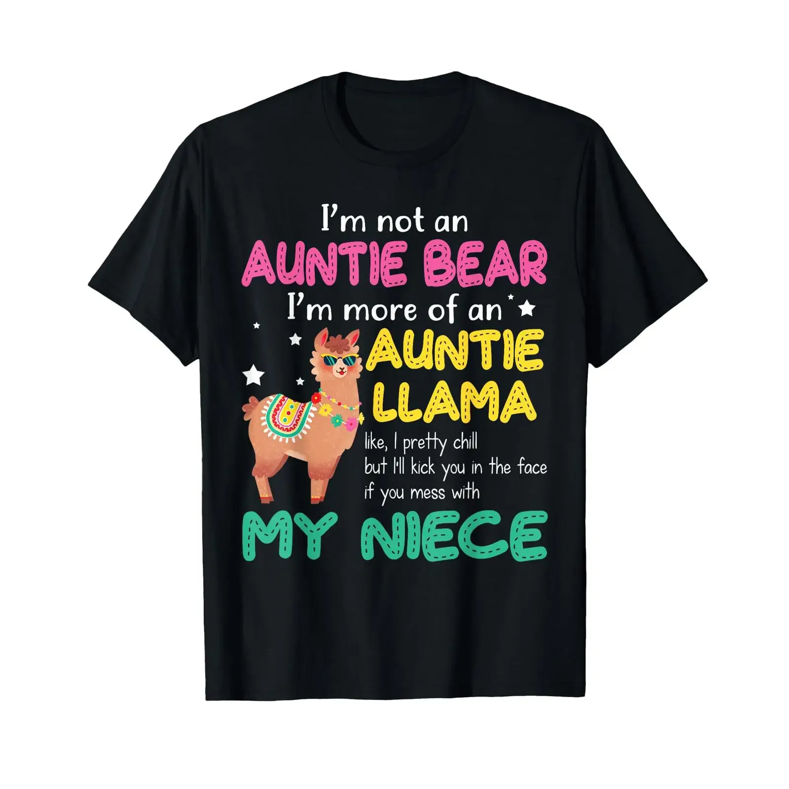I'm Not An Auntie Bear More Of Llama T Shirt vintage Washed Versatile Top For Everyday Wear Stylish Slightly Comfortable